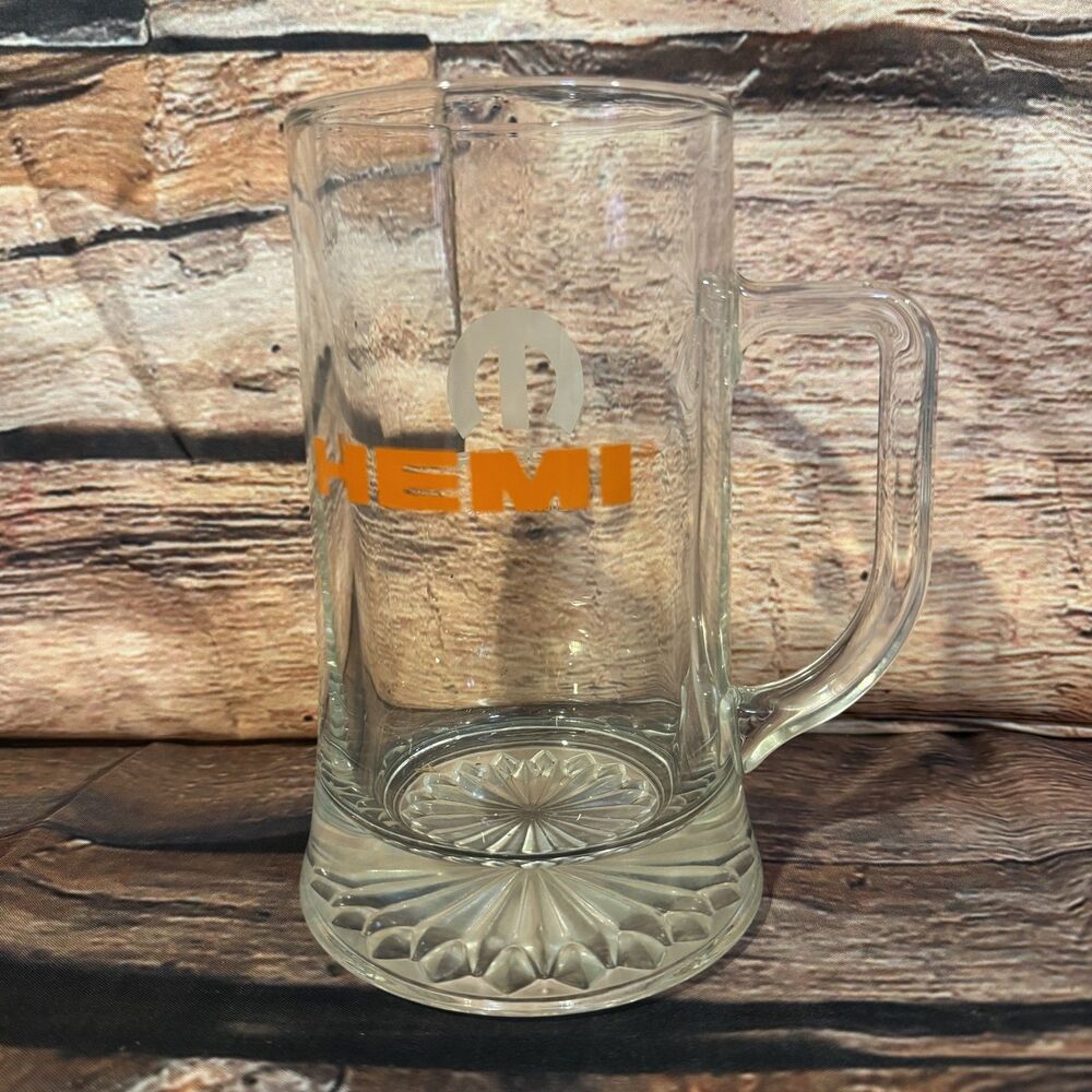 Mopar HEMI Beer Mug Stein Glass Automotive Car Enthusiast Collectible